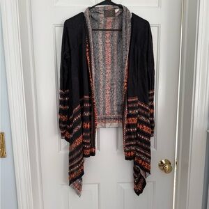 Women's Grey and Orange Patterned Sweater